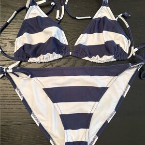 Striped Bikini Set in Navy and White